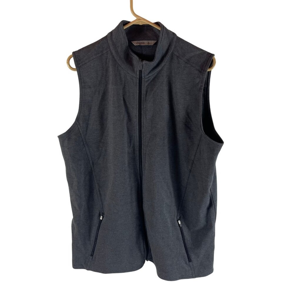 Tasc Performance Jacket Vest Mens XL Gray Pockets Zip Up Organic Cotton